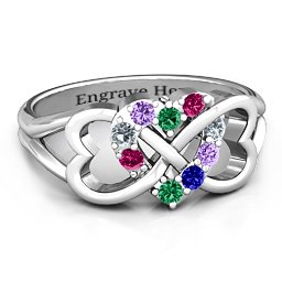 Birthstone Triple Heart Infinity Ring