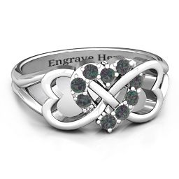 Birthstone Triple Heart Infinity Ring in 925 Sterling Silver with Alexandrite