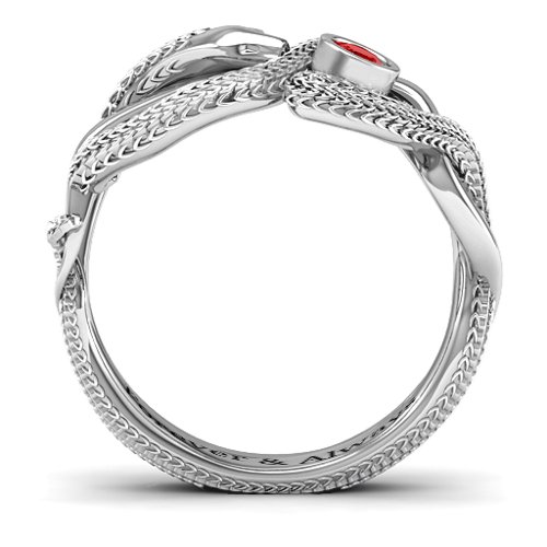 Guardian Snake Ring – Sterling Silver with Garnet