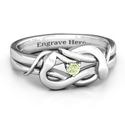 Snake Lover's Knot Ring in 925 Sterling Silver with Peridot