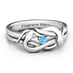 Snake Lover's Knot Ring in 925 Sterling Silver with Blue Topaz