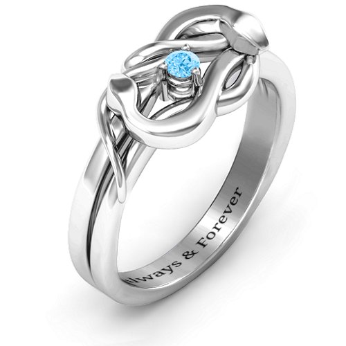 Snake Lover's Knot Ring – Sterling Silver with Blue Topaz