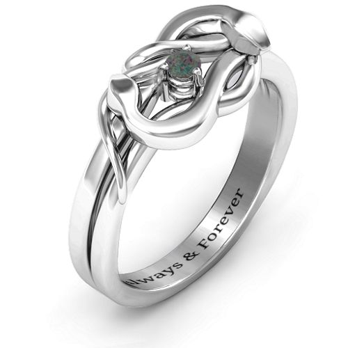 Snake Lover's Knot Ring – Sterling Silver with Alexandrite