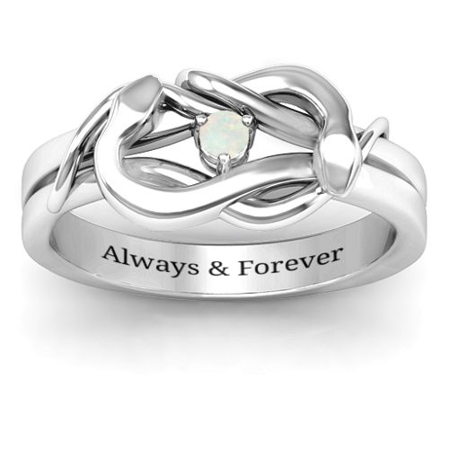 Snake Lover's Knot Ring – Sterling Silver with Opal