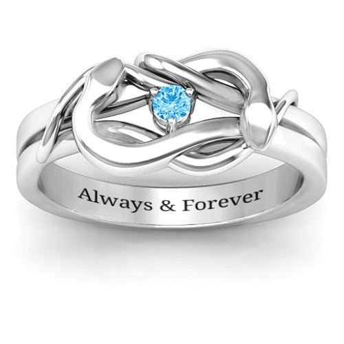 Snake Lover's Knot Ring – Sterling Silver with Blue Topaz