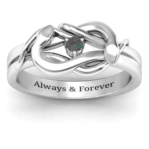 Snake Lover's Knot Ring – Sterling Silver with Alexandrite