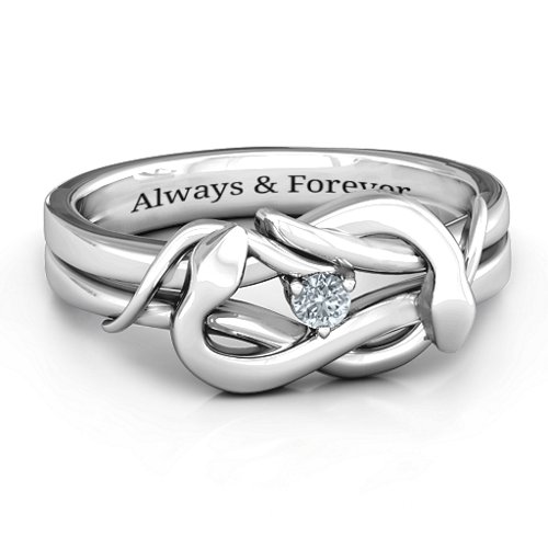 Snake Lover's Knot Ring – Sterling Silver with Cubic Zirconia