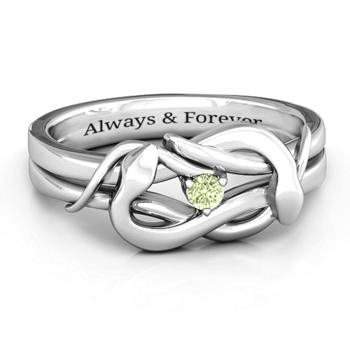 Snake Lover's Knot Ring – Sterling Silver with Peridot