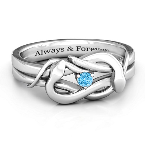 Snake Lover's Knot Ring – Sterling Silver with Blue Topaz