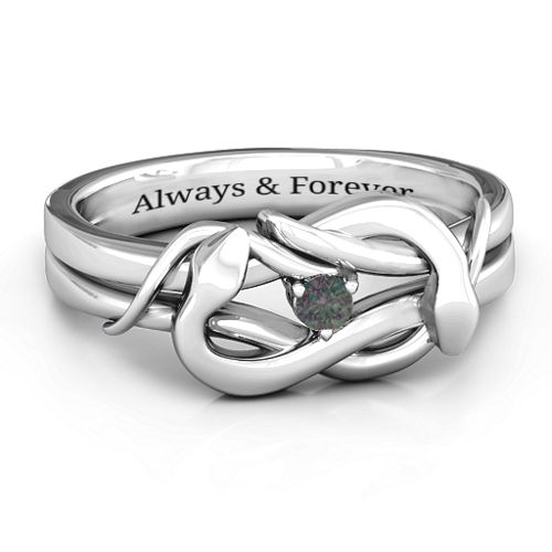 Snake Lover's Knot Ring – Sterling Silver with Alexandrite