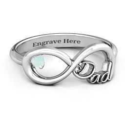 Dad Infinity Ring in 925 Sterling Silver with Opal
