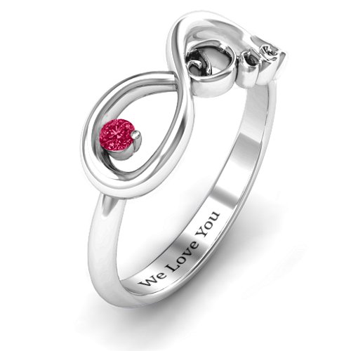 Dad Infinity Ring – Sterling Silver with Ruby