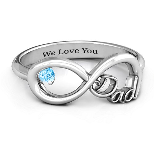 Dad Infinity Ring – Sterling Silver with Blue Topaz
