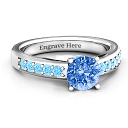 Peekaboo Ring in 925 Sterling Silver with Fancy Blue Premium Zirconia and Blue Topaz