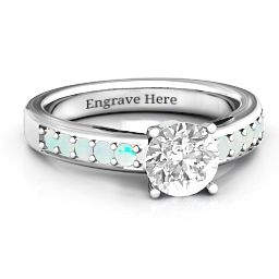 Peekaboo Ring in 925 Sterling Silver with White Premium Zirconia and Opal