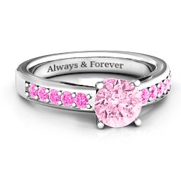 Peekaboo Ring in 925 Sterling Silver with Fancy Pink Premium Zirconia and Pink Tourmaline