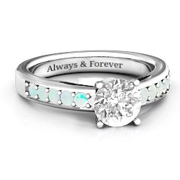 Peekaboo Ring in 925 Sterling Silver with White Premium Zirconia and Opal