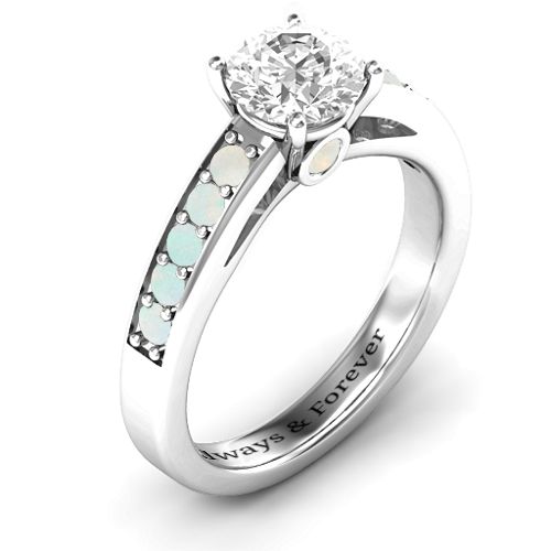 Peekaboo Ring – Sterling Silver with White Premium Zirconia and Opal