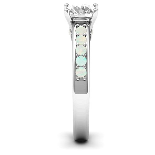 Peekaboo Ring – Sterling Silver with White Premium Zirconia and Opal