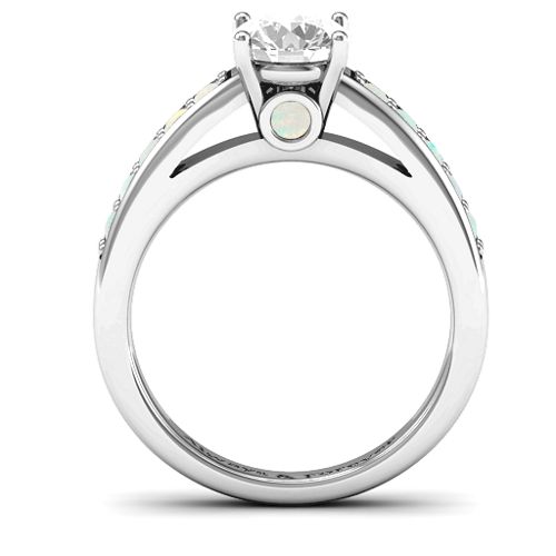 Peekaboo Ring – Sterling Silver with White Premium Zirconia and Opal