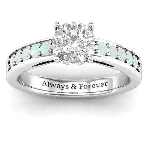 Peekaboo Ring – Sterling Silver with White Premium Zirconia and Opal