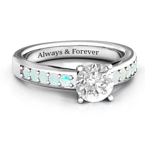 Peekaboo Ring – Sterling Silver with White Premium Zirconia and Opal