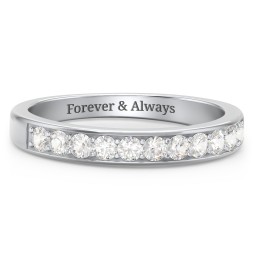 Shadow Band of Stones Ring in 925 Sterling Silver with Cubic Zirconia