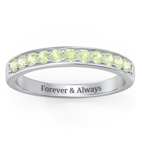 Shadow Band of Stones Ring – Sterling Silver with Peridot