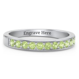 Shadow Band of Stones Ring in 925 Sterling Silver with Peridot