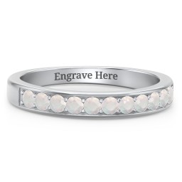 Shadow Band of Stones Ring in 925 Sterling Silver with Opal