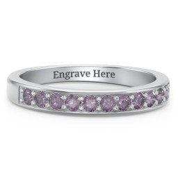 Shadow Band of Stones Ring in 925 Sterling Silver with Alexandrite