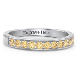 Shadow Band of Stones Ring in 925 Sterling Silver with Citrine