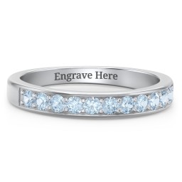 Shadow Band of Stones Ring in 925 Sterling Silver with Blue Topaz