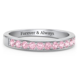 Shadow Band of Stones Ring in 925 Sterling Silver with Pink Tourmaline