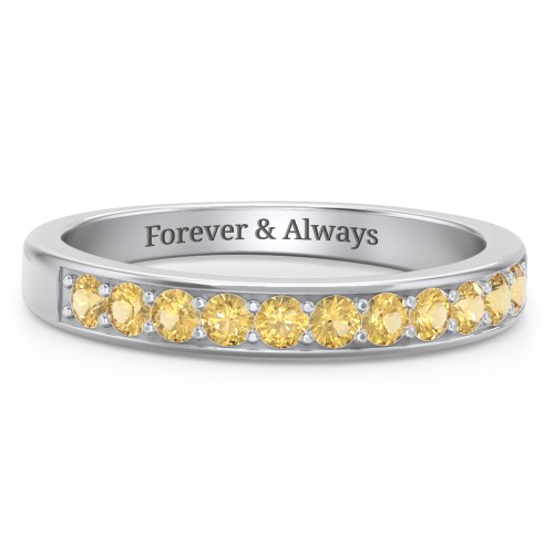 Shadow Band of Stones Ring – Sterling Silver with Citrine