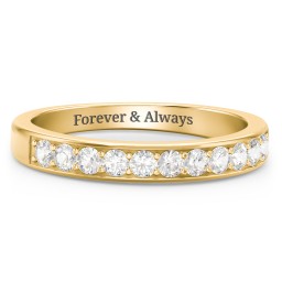 Shadow Band of Stones Ring in 9K Solid Yellow Gold with Cubic Zirconia
