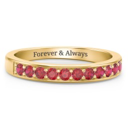 Shadow Band of Stones Ring in 9K Solid Yellow Gold with Garnet