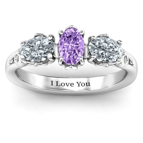 Triple Oval Stone Engagement Ring