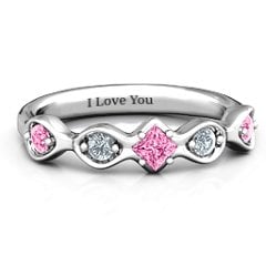 Infinite Wave with Princess Cut Centre Stone Ring