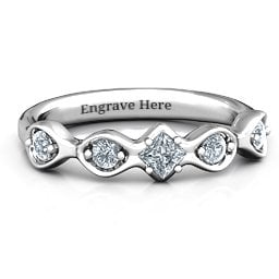Infinite Wave with Princess Cut Centre Stone Ring