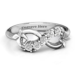 5 Stone Infinity with Soaring Butterflies