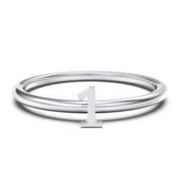 Stacking Number Ring in 925 Sterling Silver