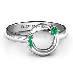 Ouroboros Snake Ring in 925 Sterling Silver with Emerald and Green Premium Zirconia
