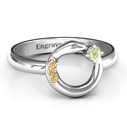 Ouroboros Snake Ring in 925 Sterling Silver with Peridot and Fancy Yellow Premium Zirconia