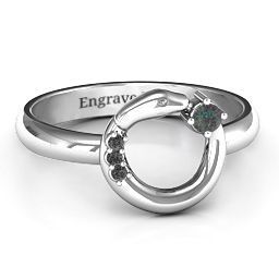 Ouroboros Snake Ring in 925 Sterling Silver with Alexandrite and Black Premium Zirconia