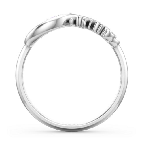 Family Infinite Love with Stones Ring – Sterling Silver with Cubic Zirconia and Amethyst