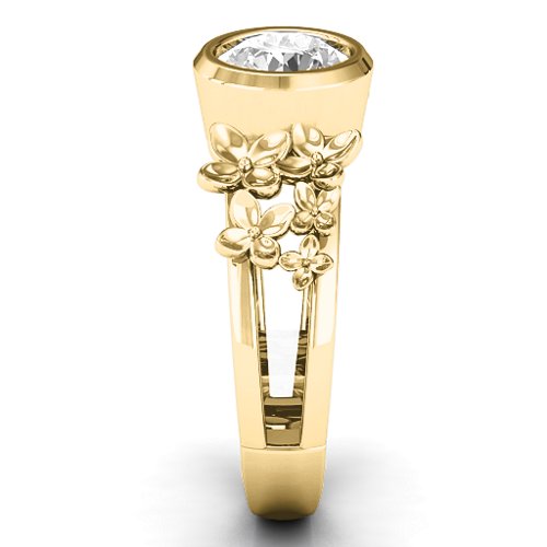 Beautiful Blossoms with Split Shank Ring – 9kt Yellow Gold with White Premium Zirconia