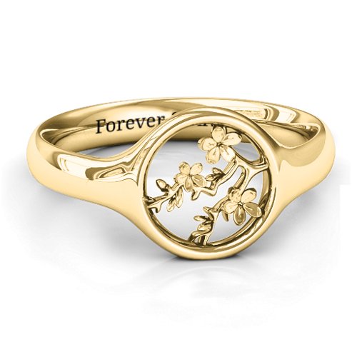 Full Circle Cherry Blossom Ring – 9kt Yellow Gold
