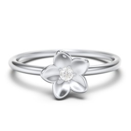 Stacking Flower RIng in 925 Sterling Silver with Diamond