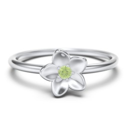 Stacking Flower RIng in 925 Sterling Silver with Peridot